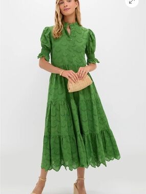 HYACINTH HOUSE fern green eyelet bennett maxi dress